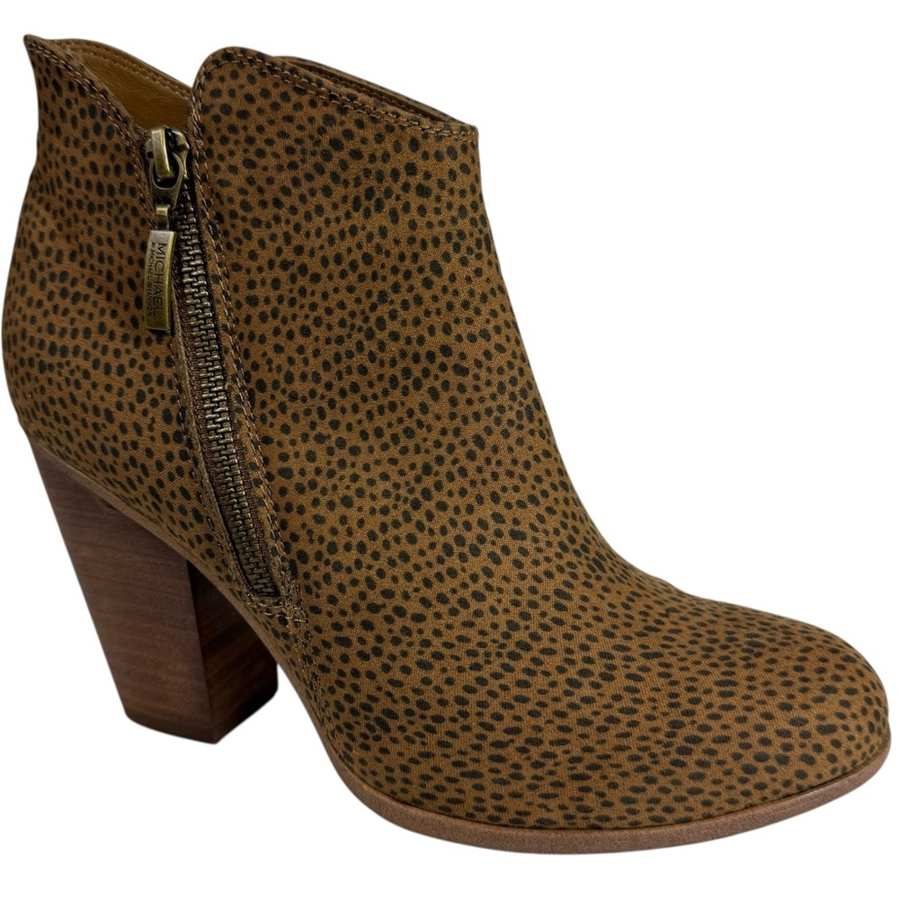 Michael Shannon Womens Ginnie Leopard Side Zip Up Bootie Size 7 Western Y2K